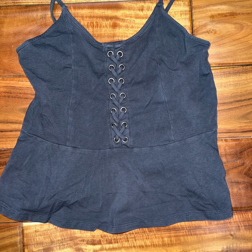 Women's Lace-Up Tank Top - Black